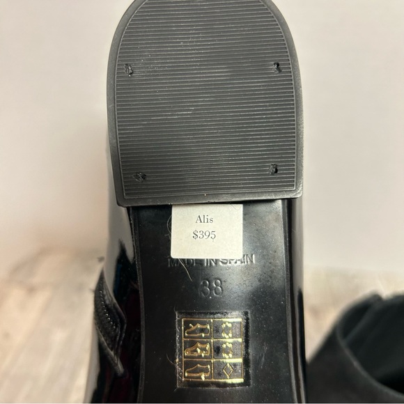 L. K. Bennett Alis black patent leather and suede ankle booties size 7 - Picture 10 of 11